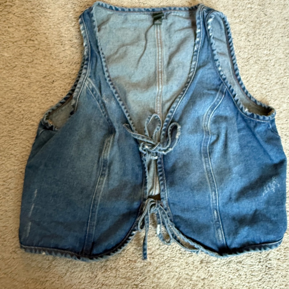 Denim Tie-Front Vest